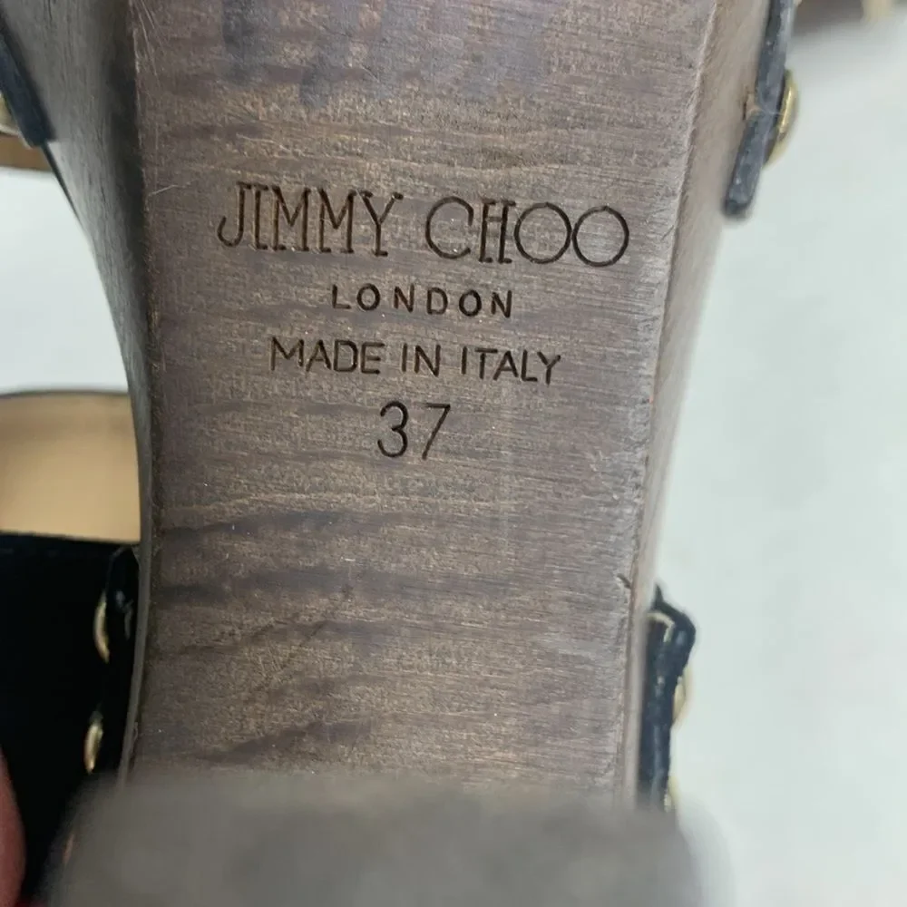 Jimmy Choo black suede leather studded clog heels - Picture 9 of 10